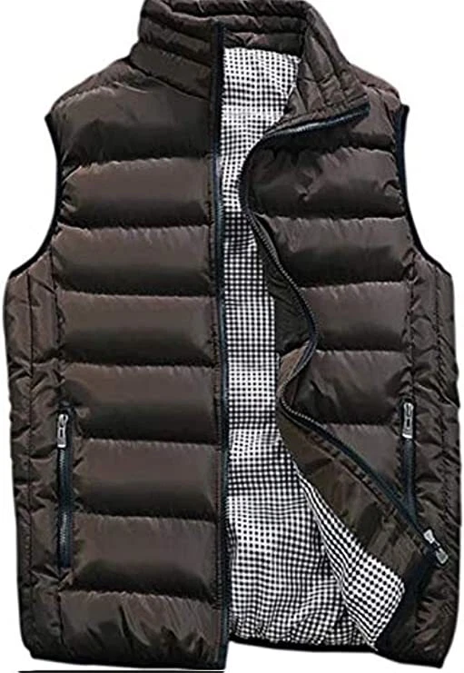 XinYangNi Men's Padded Down Vest Winter Work Sports Outdoor Puffer Med Coffee