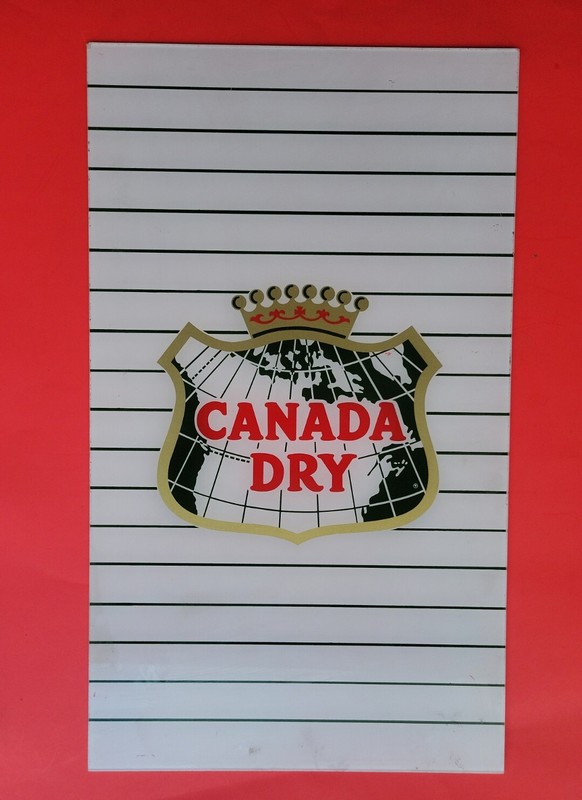 VINTAGE CANADA DRY SODA MACHINE TOPPER 70s or older SIGN PANEL  Is plastic