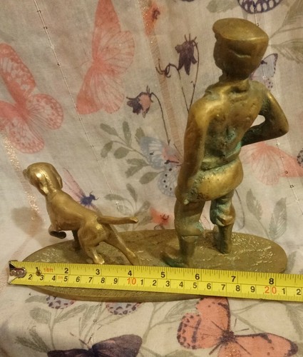Figura de latón vintage - Hombre con Gundog 76 - Imagen 4 de 6