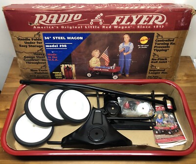 自動車 Radio Flyer 98 Wagon 1998 Radio Flyer 34” Steel Red Wagon Model #98 New Opened Box