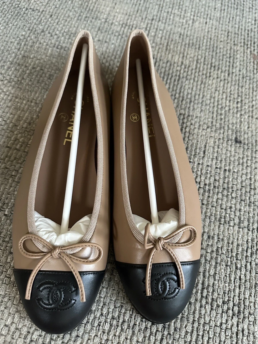 Chanel ballerina beige clearance black