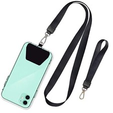Phone Lanyard, Neck Strap and Wrist Tether Key Chain Holder 43cm Black