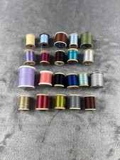 Vintage Lot Of 21 Thread Spools Sewing Crafts J P Coats Clark Gold Coats Talon