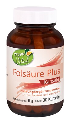 KOPP Vital  Folsäure Plus 30 Kapseln 9 g Maximale Qualität Vitamin B6
