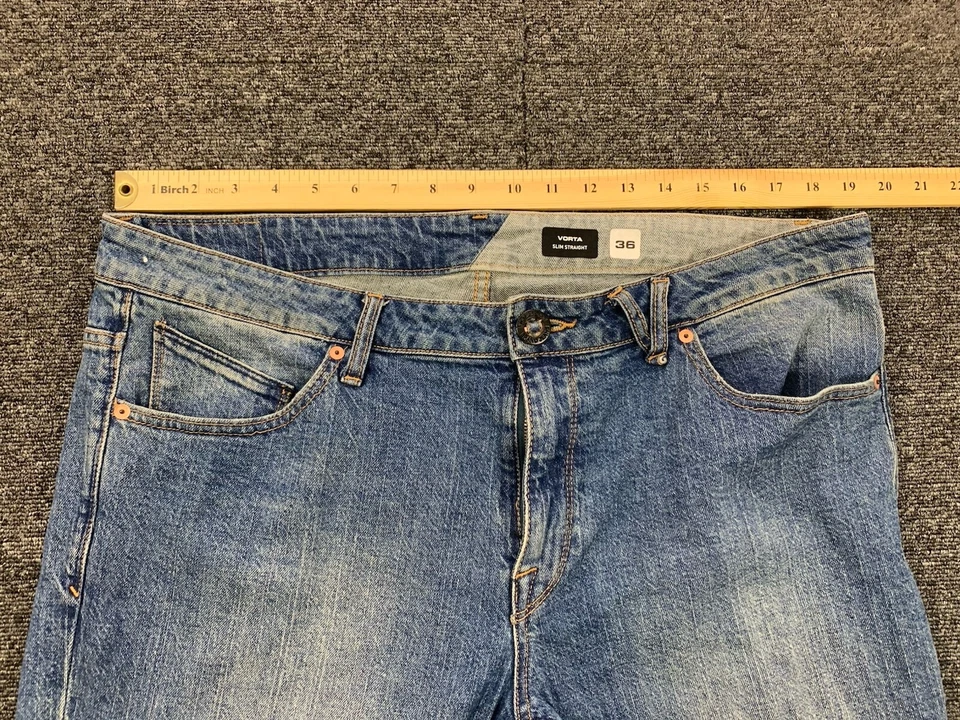 Volcom Jeans Vorta Slim Straight Mens Size 36 x 32 Blue Denim Stretch SK8 Skater - Image 4 of 4