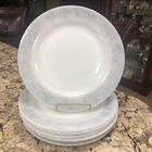 Rare Vintage Mid Century Federal Gray Iridescent Scribble Milk Glass Dishes EUC