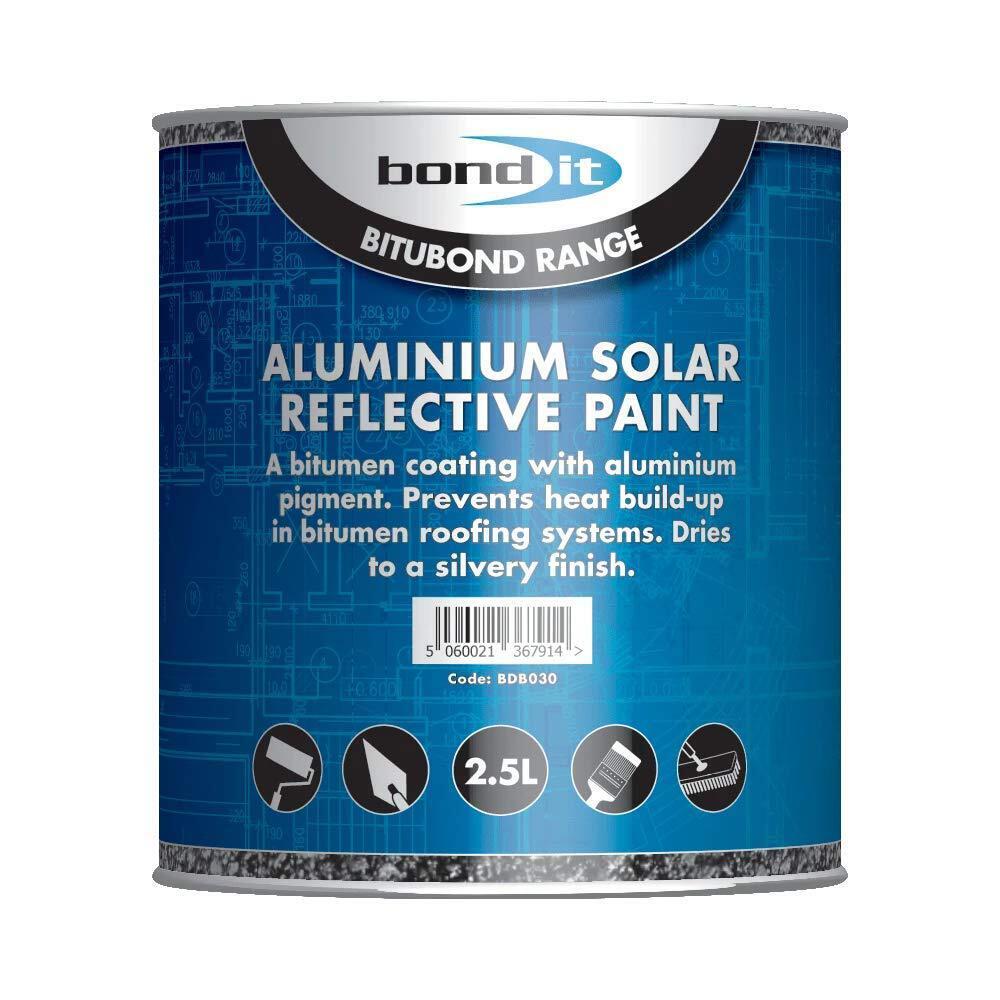Bond-It Aluminium Solar Reflective Paint - 2.5 Litre A Light / Heat Reflective Coating, Use Ofver Bituminous Coatings, Aged Asphalt Or Steel - Image 2