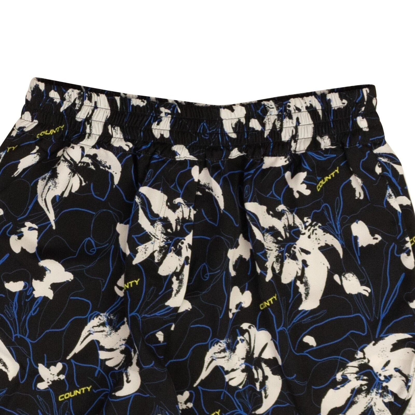 Pantaloncini corti nuovi con etichette Marcelo Burlon neri blu e bianchi County Flowers taglia M $530