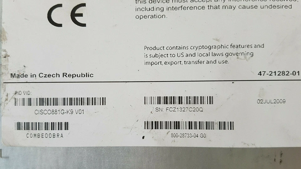 Cisco - 881series - 881G - 881G-K9 V01 - Ethernet Security Router - Used - Image 4 of 4