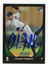 SIGNED BASEBALL CARD AUTO 2011 BOWMAN CHROME REFRACTOR CHARLIE FURBUSH #37 RC