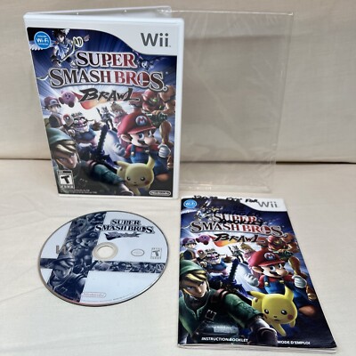 Wii Super Smash Bros. Brawl, CIB, Original Wrap- open end, Cleaned & Tested