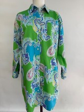 Lauren Ralph Lauren Shirt Dress Bright Paisley Cotton Summer Coverup M