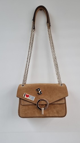 Sandro YZA SS21 Leather Suede Camel Tan Brown Gold Chain Shoulder Bag Funk - Picture 10 of 22