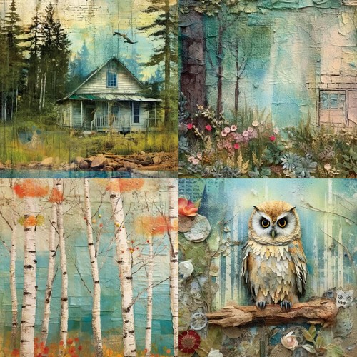 Álbum de recortes de casa de ciervos árboles del bosque diario de tarjetas papel artesanal - Imagen 3 de 4