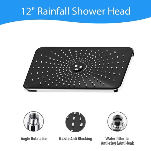 12 Inch High Pressure Rain Shower Head Combo with Extension Arm- Wide Rainfall - 第 4/8 張圖片