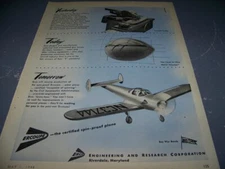 1945 ERCO ERCOUPE "YESTERDAY,TODAY,TOMORROW"...1-PAGE SALES AD..(529X)