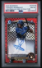 2025 Bowman Chrome Yophery Rodriguez Auto Red X-Fractor 1st 1/5 Pop 1