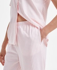 NWT Charter Club Women's 2-Pc. Cotton Printed Cropped Pajamas Set M