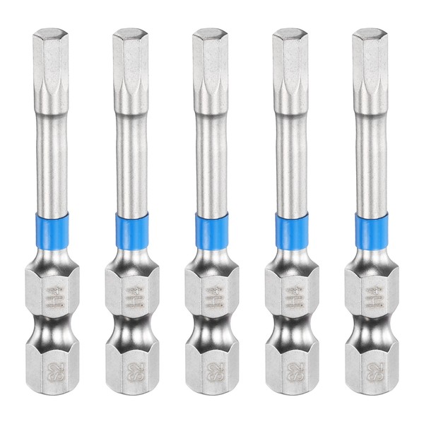 "5 Pcs FüR Hex Head Wrench Bit 4Mm(H4) 1/4\" Hex Shank 2\" Length, Silver/Blue"-image