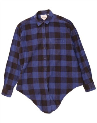Cheap Monday Damen asymmetrisches Oversize Flanellhemd UK 6 XS blau Gingham CQ06