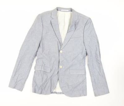 Topman Herren Sakko Blazer Blau Baumwolle Größe 36 Regular