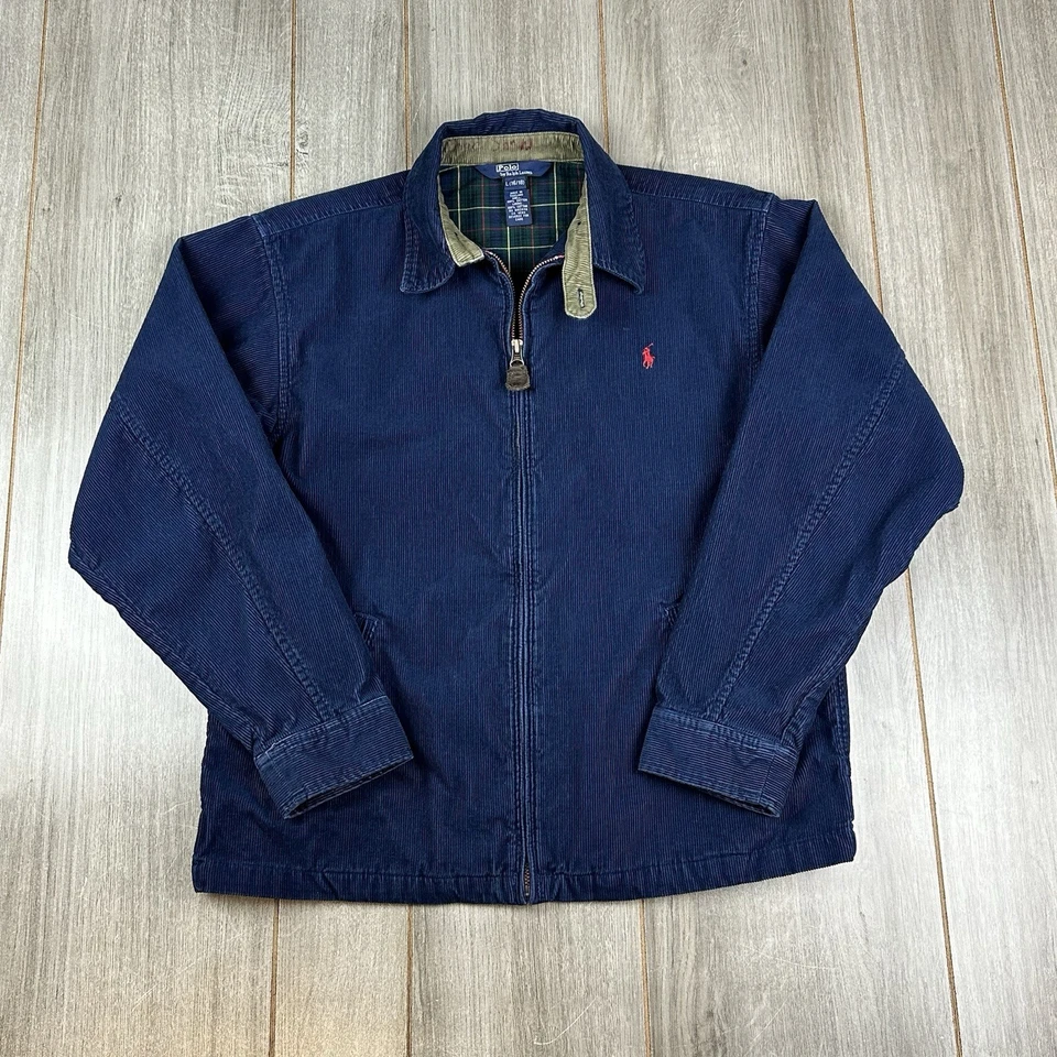Chaqueta Polo Ralph Lauren Niños L (16-18) Pana Azul Cuello con lengüeta Clásica *defectos Foto 3 de 4