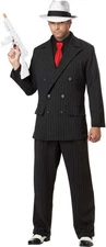 Mob Men Boss Costume Jacket Pants Dickey Tie Suspenders Halloween 01189