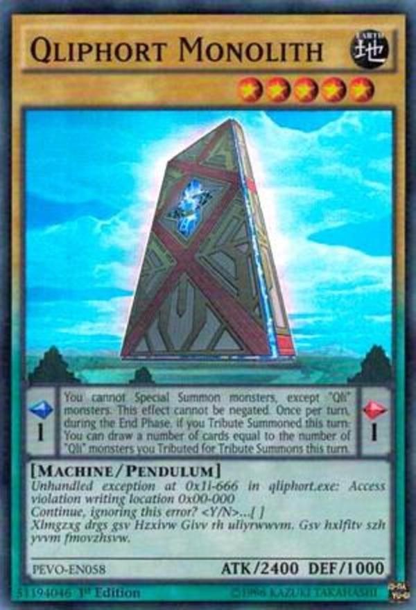 Qliphort Monolith - PEVO-EN058 - NM - Super Rare - 1st ed - Yugioh