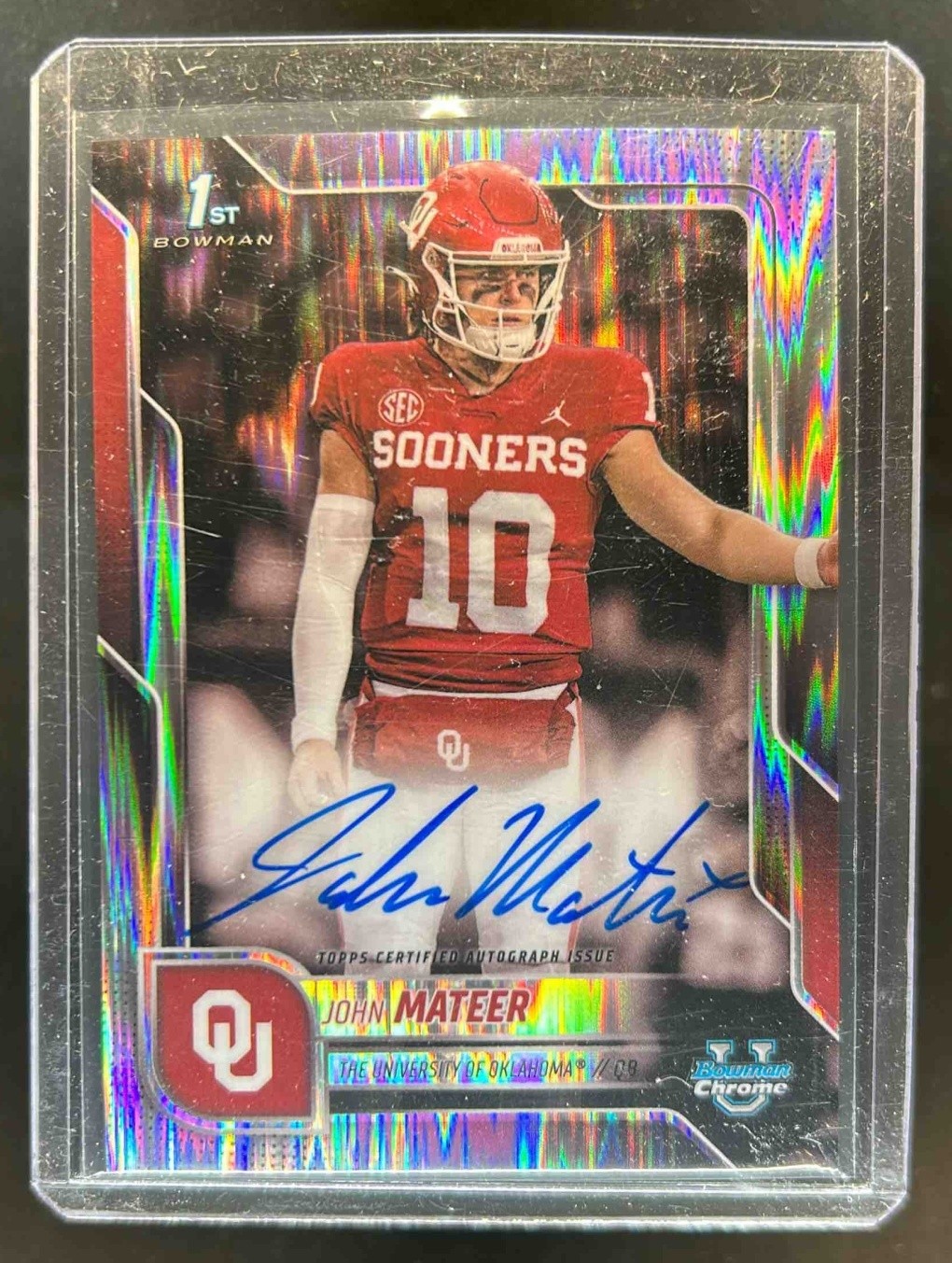 2025 Bowman Chrome U John Mateer Auto 1st Stealth Refractor #BCA-JM