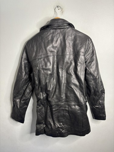 Calvin Klein Leather Jacket Mens Small Black Classic Zip Front Outerwear Pockets - Picture 5 of 6