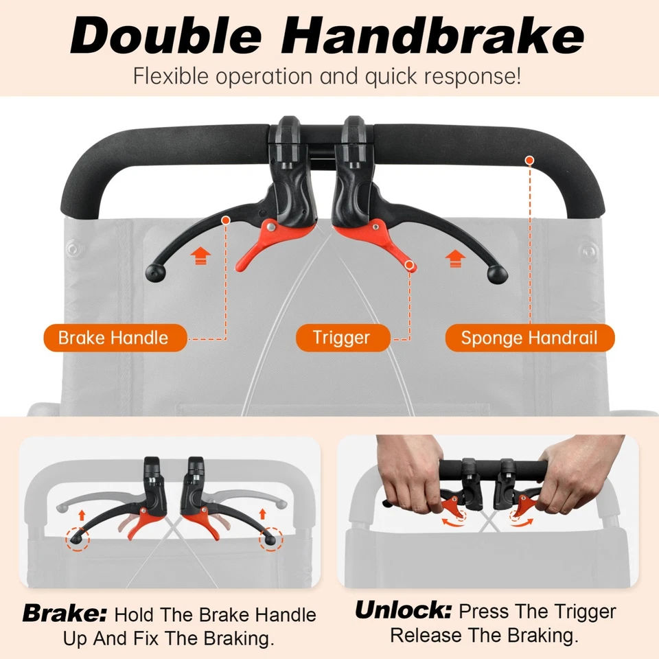 Geländegängiger Klapprollstuhl mit einem Gewicht von nur 12,1 kg, Teleskopstange - Bild 4 von 4