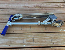 Razor A Folding Kick Scooter - Silver and Blue Folding Push Kick Scooter