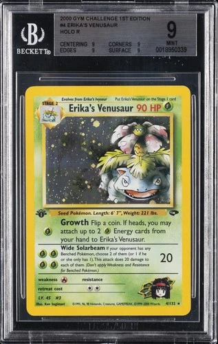 2000 POKEMON GYM CHALLENGE 1ST EDITION HOLO #4 ERIKA'S VENUSAUR BGS 9