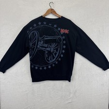 AC/DC Sweatshirt Mens Large Black Crewneck Cannon Graphic Band Rock Pullover