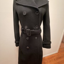 Tory Burch Women’s Black Double Breasted Wool Blend Trench Coat Size 2  $995