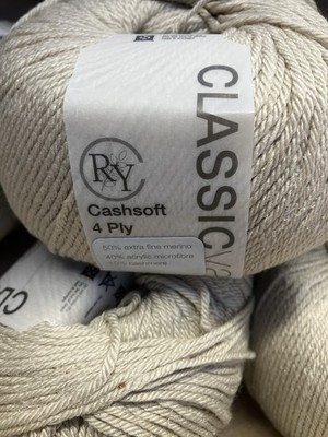 9 RYC Cashsoft 4 Ply Yarn 197 Yds Color 420 Papyrus Merino Cashmere Microfibre