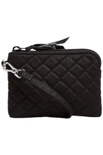 Vera Bradley Women's Cotton Clip & Zip Mini Pouch Wallet Black