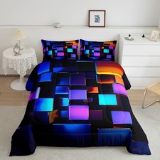 Bedding Set Twin Size Geometric Duvet Quilt for Kids Modern Honeycomb Comfort...
