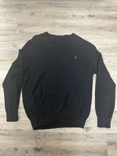 Polo Ralph Lauren Men  s 100 Merino Wool Black Sweater Men  s L Purple Pony