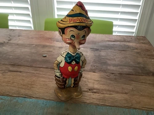 1939 Marx Tin Litho Pinocchio Wind Up w/Moving Eyes Walt Disney 8.5” Tall