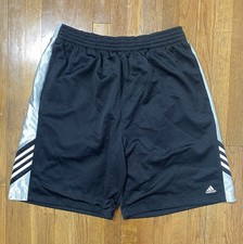 Vintage Adidas Y2K Basketball Athletic Shorts Baggy Drawstring Black Size XL