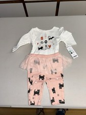 NEW Carter's Halloween Black Cat Spooky Bodysuit Skirt Pant Set 3 Mo