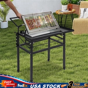 Portable Charcoal Flip Grill with 360° Rotating Basket for Outdoor BBQ