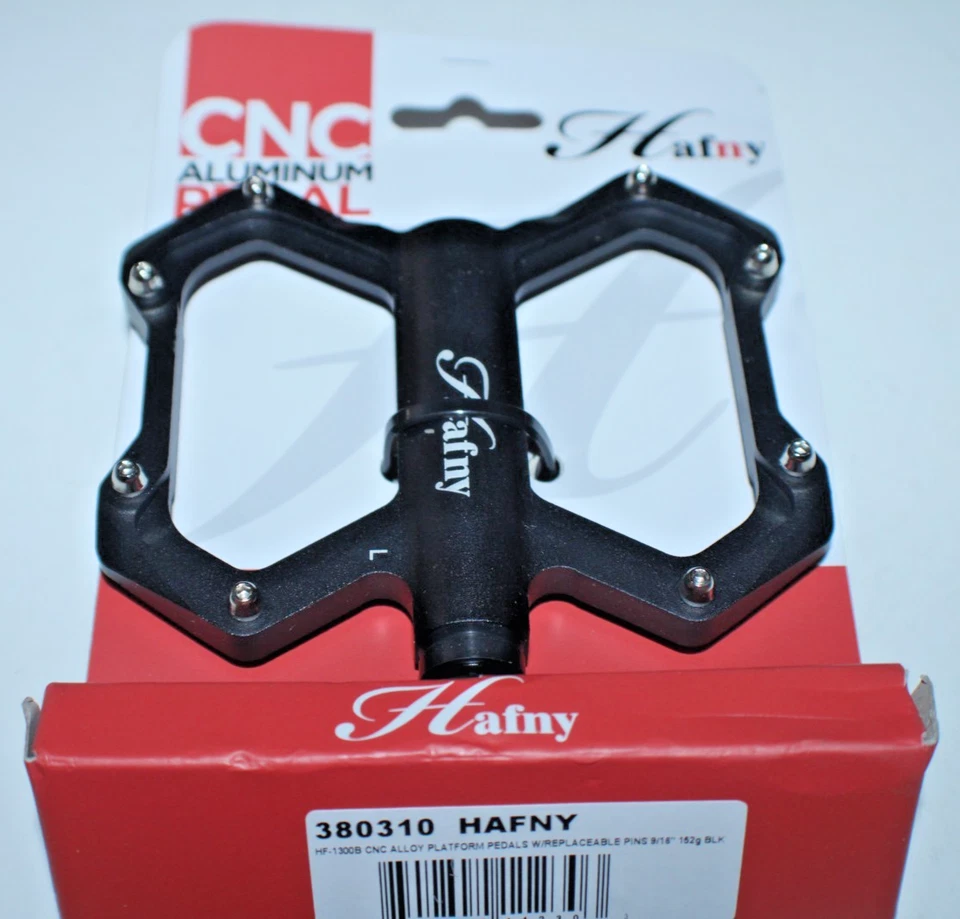 Hafny HF1300-B Platform Bike Pedals Black 9/16" Black 152g Replaceable Pegs Cafe - Image 4 of 4