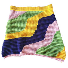 Crochet Mini Skirt, Size S, Boho Hippie Festival 60s Dopamine colorful Y2K Retro