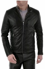 Original Leder Jacke echt Lamm Nappa Lederjacke schwarz Größe. L - 2XL