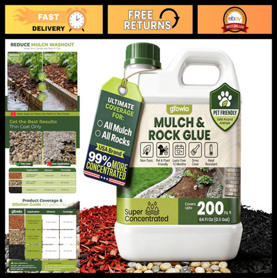 Landscaping Mulch & Rock Glue - 0.5 Gallon, Covers 200 sqft, Fast-Drying, Non-To