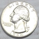 1964 Washington Quarter - circulated, ungraded condition - 90% - Business Strike
