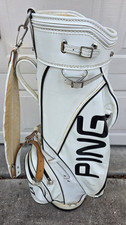 PING Vintage Golf Vinyl Leather 6-Way Cart Bag White  Black    