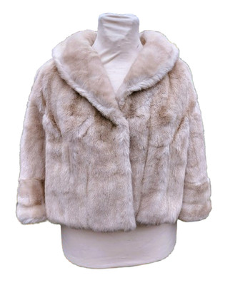 Vintage Girmes beige 80s faux fur cape sleeveless jacket UK 14 Made in England.